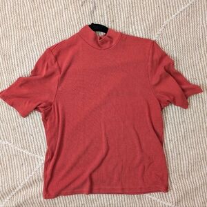 Marine Layer Lexi Rib Mock Neck Top in Tandoori Spice